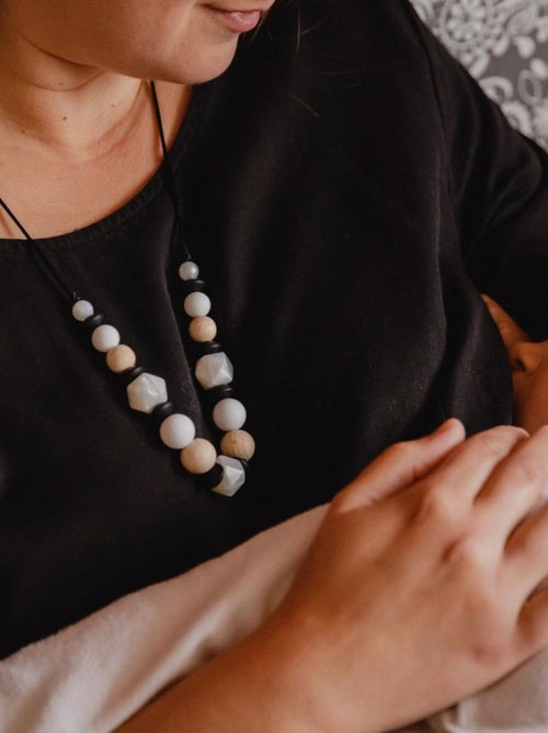 Collier d'allaitement ou de portage silicone et bois 'Wood sil' - Kiabi