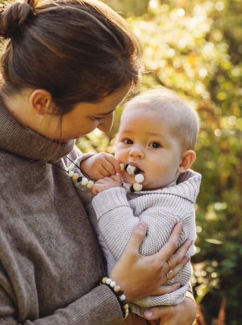 Collier d'allaitement ou de portage silicone et bois 'Wood sil' - Kiabi