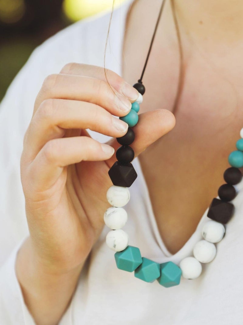 Collier d'allaitement ou de portage silicone 'Iceberg' Bleu pétrole - Kiabi