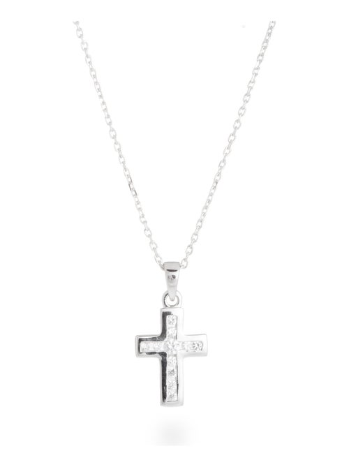Collier de baptême Luxenter en argent 925 et zircon brillant avec finition rhodiée - Kiabi