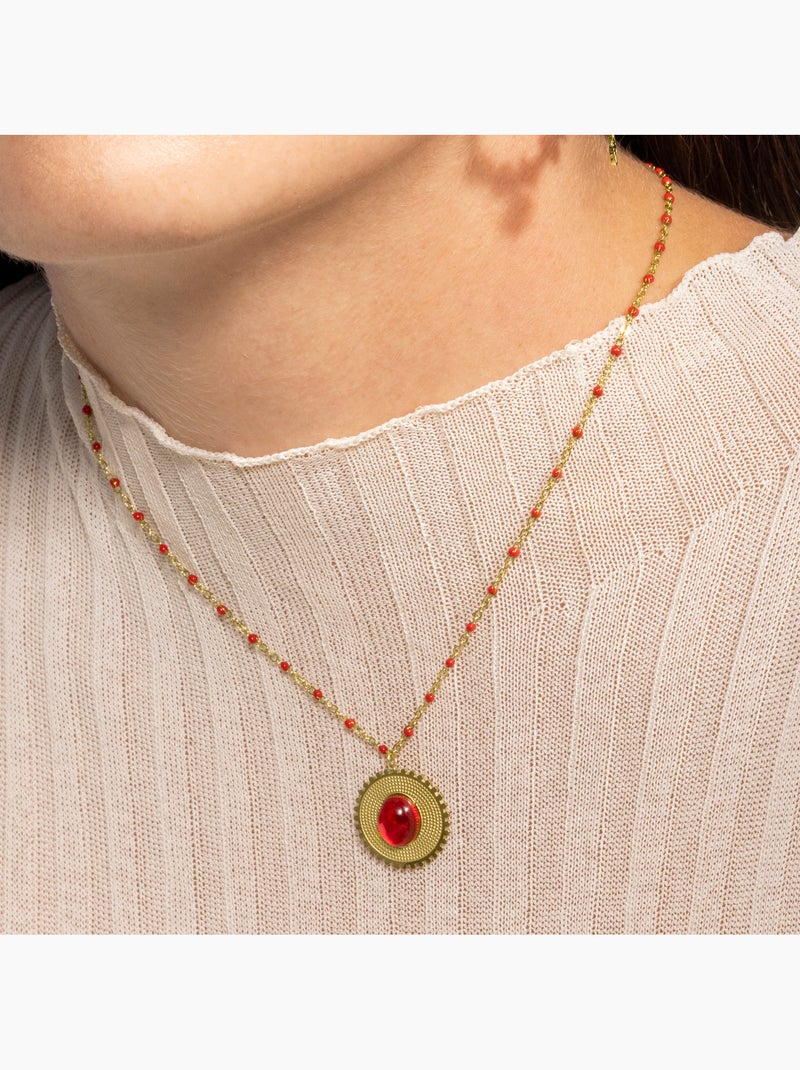 Collier de corail Luxenter et plaqué or 18k - Zarwa Rouge - Kiabi