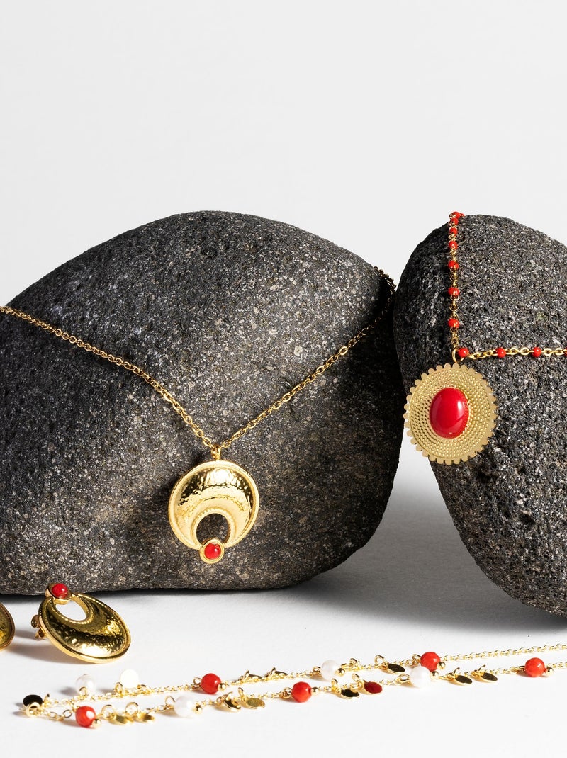 Collier de corail Luxenter fini en or jaune 18K - Zarwa Rouge - Kiabi