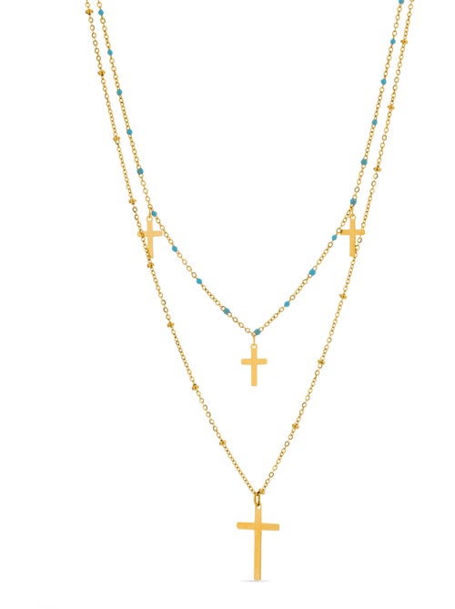Collier de cristal bleu Luxenter et plaqué or 18k - Lidriel - Kiabi