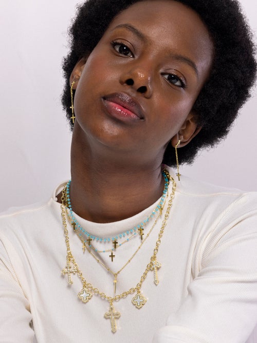 Collier de cristal bleu Luxenter et plaqué or 18k - Lidriel - Kiabi