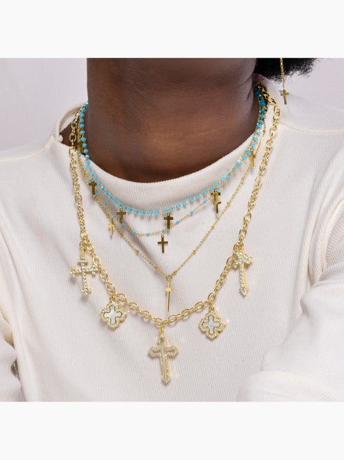 Collier de cristal bleu Luxenter et plaqué or 18k - Lidriel - Kiabi