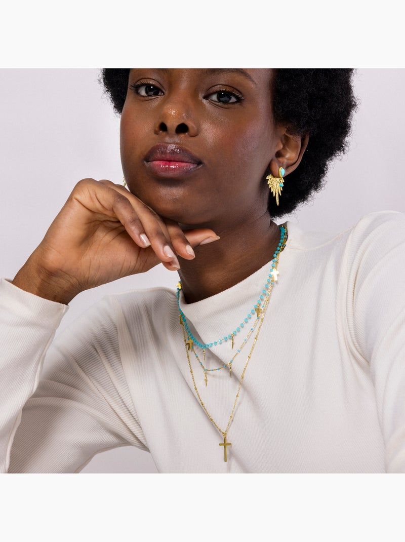 Collier de cristal bleu Luxenter et plaqué or 18k - Lidriel Bleu - Kiabi