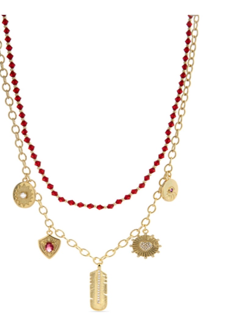 Collier de cristal rouge Edxiuh, finition en or 18k Multicolore - Kiabi