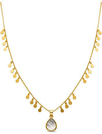 Collier de nacre blanche Luxenter fini et plaqué or 18k - Lain