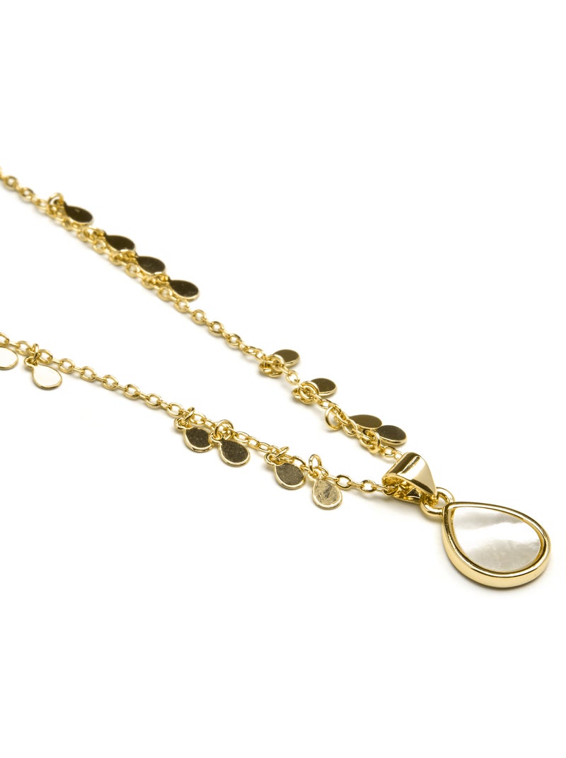 Collier de nacre blanche Luxenter fini et plaqué or 18k - Lain Blanc - Kiabi