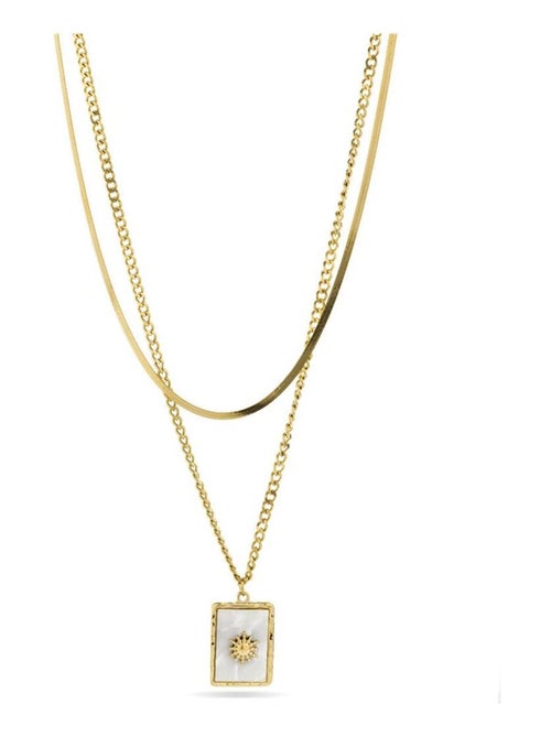 Collier de nacre blanche Luxenter fini plaqué or jaune 18K - Diasy - Kiabi