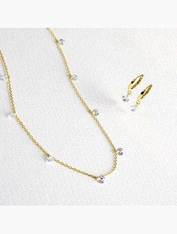 Collier de séduction Luxenter en argent 925 et zircon brillant avec finition plaquée or jaune 18k