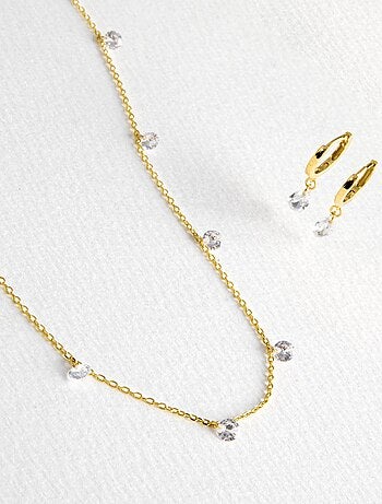 Collier de séduction Luxenter en argent 925 et zircon brillant avec finition plaquée or jaune 18kt
