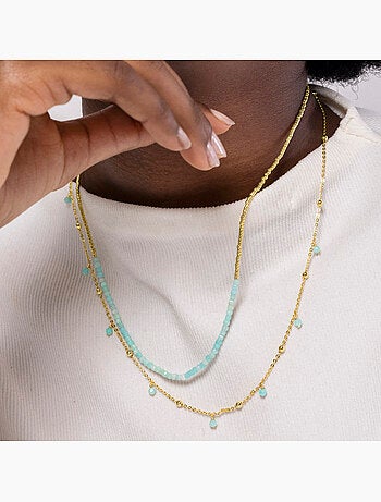 Collier de turquoise Luxenter fini et plaqué or 18k - Akya