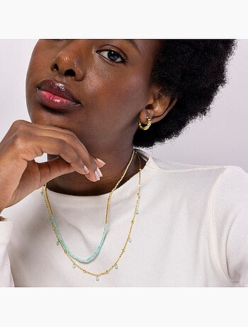 Collier de turquoise Luxenter fini et plaqué or 18k - Akya