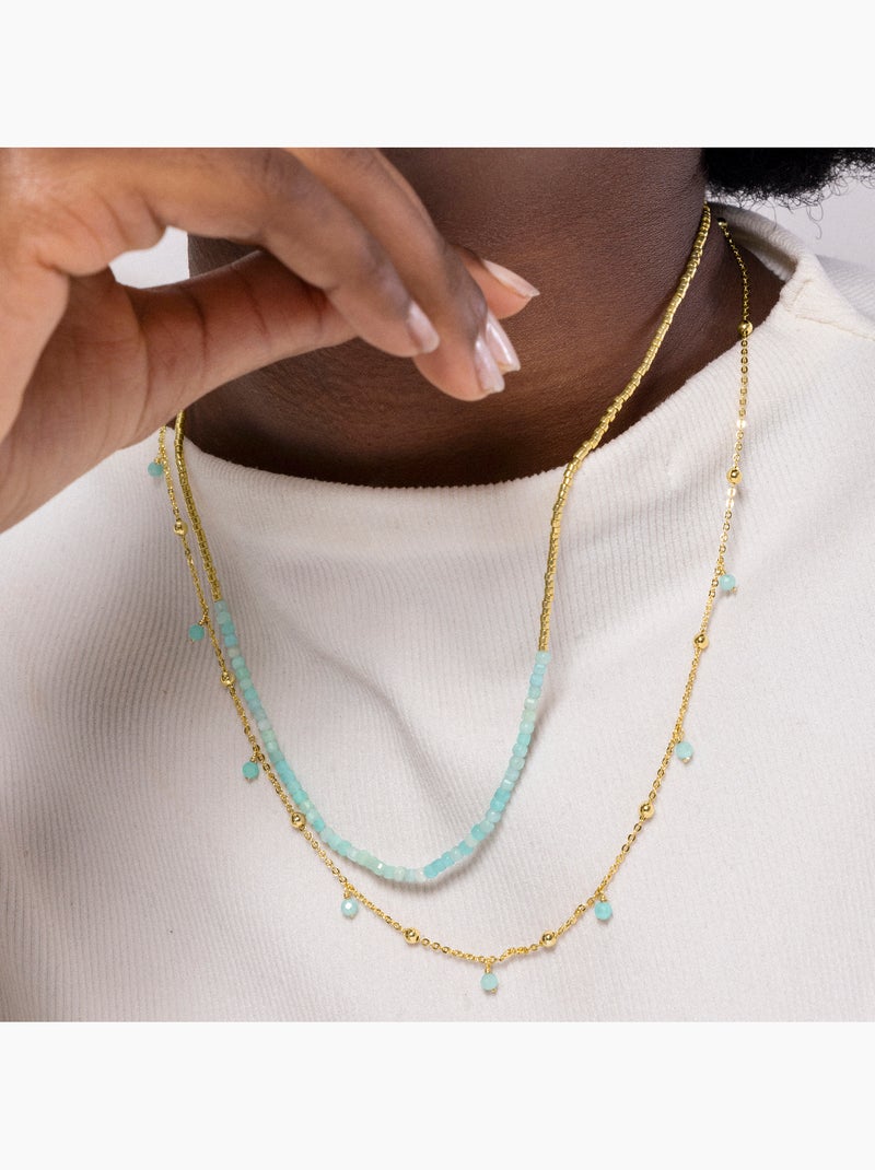 Collier de turquoise Luxenter fini et plaqué or 18k - Akya Bleu - Kiabi