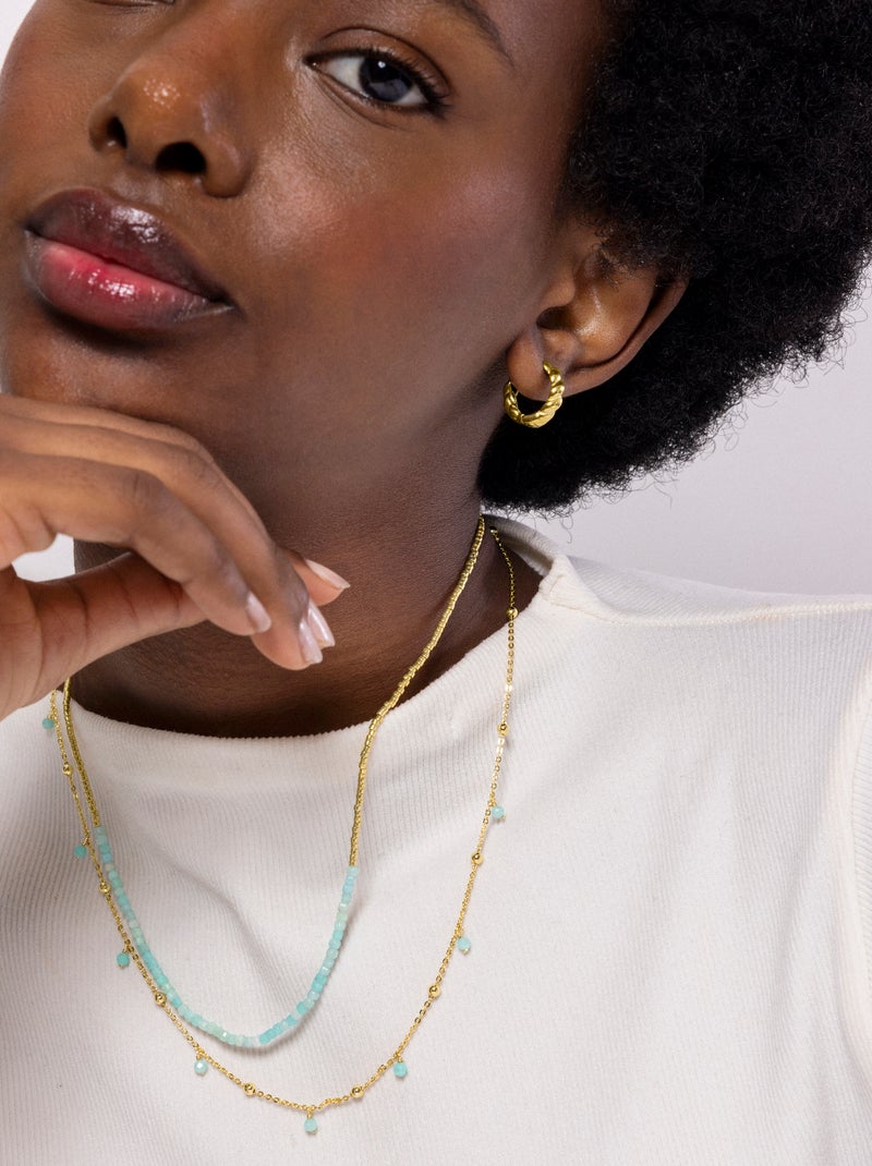 Collier de turquoise Luxenter fini plaqué or jaune 18 carats - Akya Bleu - Kiabi