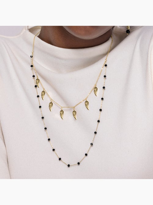 Collier d'onyx Luxenter fini et plaqué or 18k - Omka - Kiabi