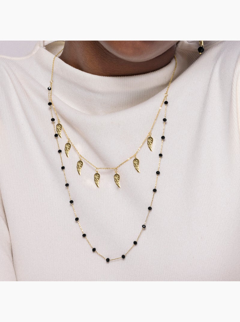 Collier d'onyx Luxenter fini et plaqué or 18k - Omka Noir - Kiabi