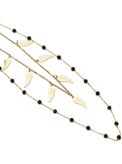 Collier d'onyx Luxenter fini et plaqué or 18k - Omka - Kiabi