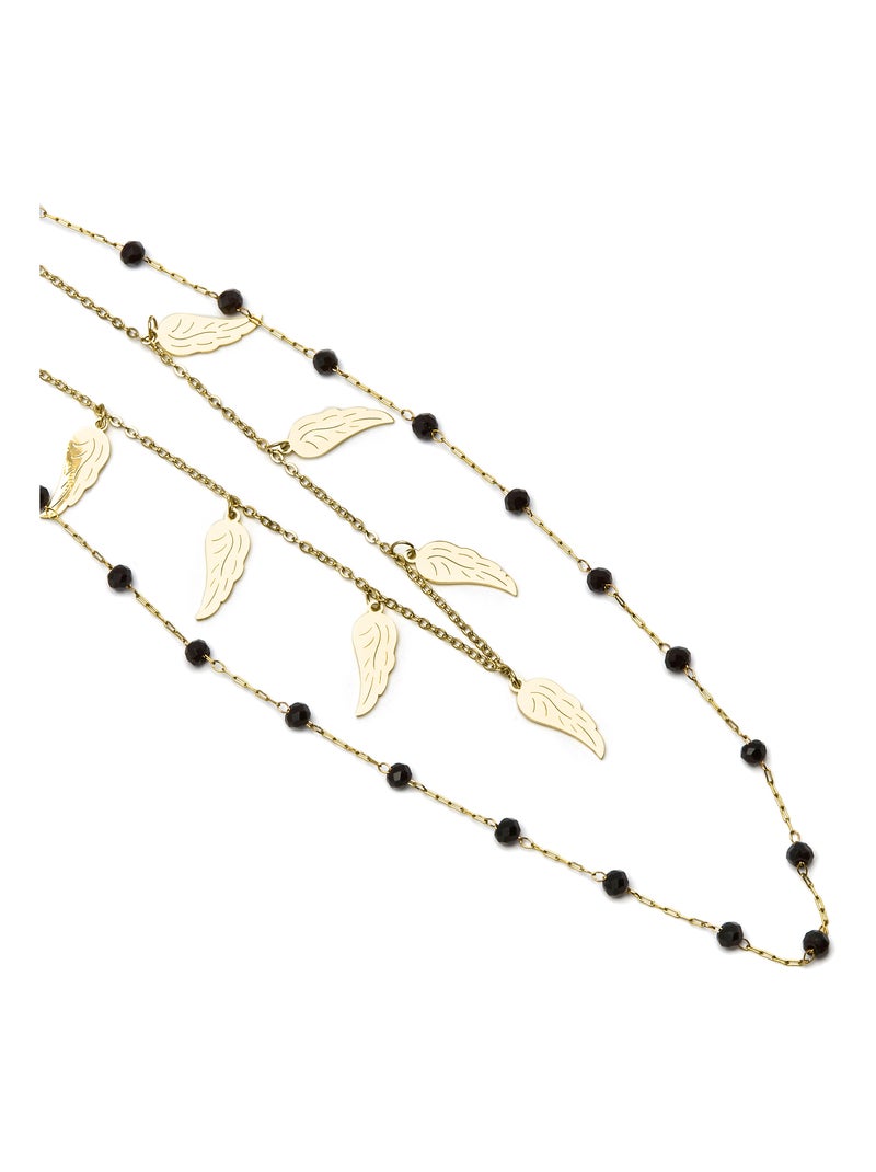 Collier d'onyx Luxenter fini plaqué or jaune 18 carats - Omka Noir - Kiabi