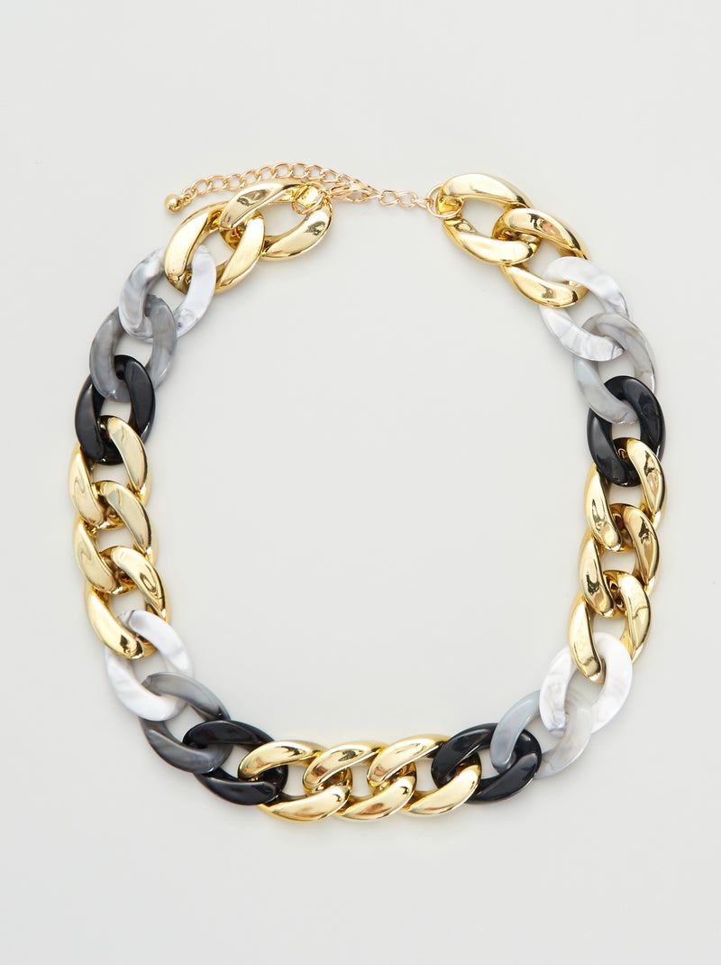 Collier effet chaine Noir/doré - Kiabi