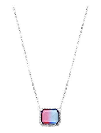 Collier en argent 925 et quartz hydrothermal dégradé bleu rhodié - Kakan