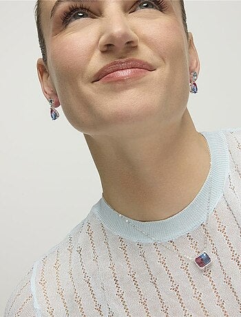 Collier en argent 925 et quartz hydrothermal dégradé bleu rhodié - Kakan