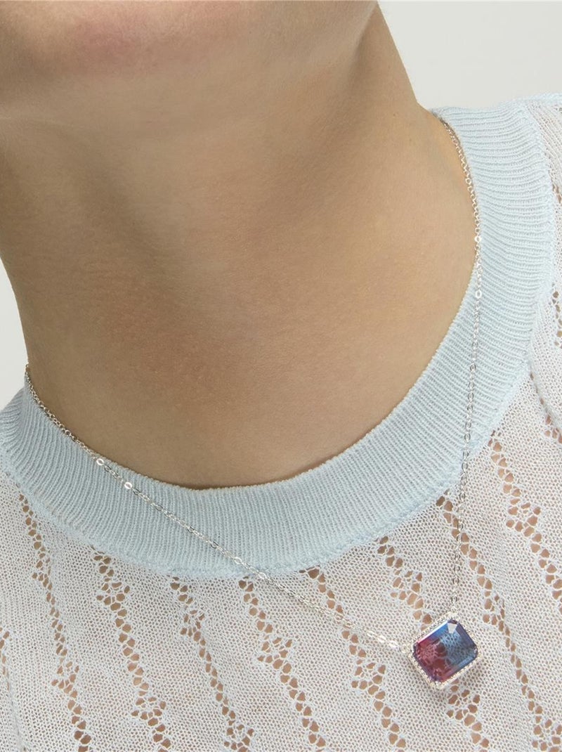 Collier en argent 925 et quartz hydrothermal dégradé bleu rhodié - Kakan Multicolore - Kiabi