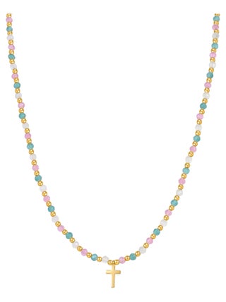 Collier en argent 925 Luxenter avec cristaux multicolores finis en or jaune 18K - Liwa