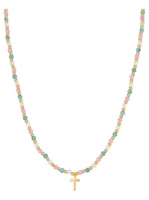 Collier en argent 925 Luxenter avec cristaux multicolores finis en or jaune 18K - Liwa - Kiabi