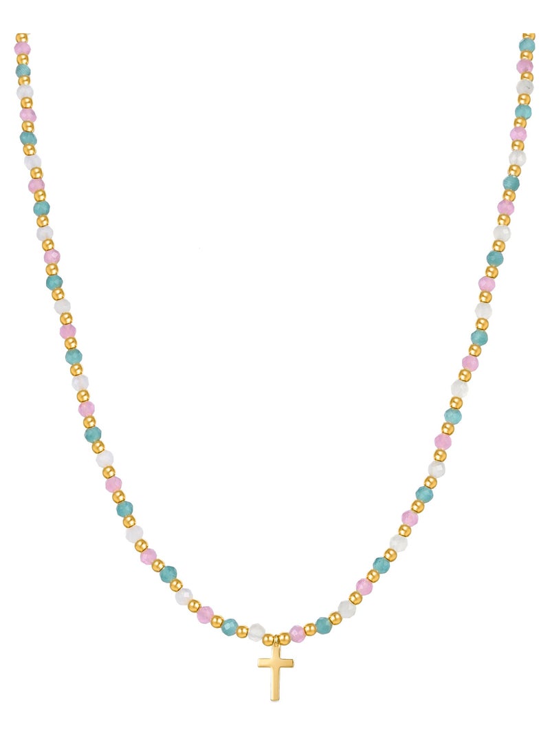 Collier en argent 925 Luxenter avec cristaux multicolores finis et plaqué or 18k - Liwa Multicolore - Kiabi