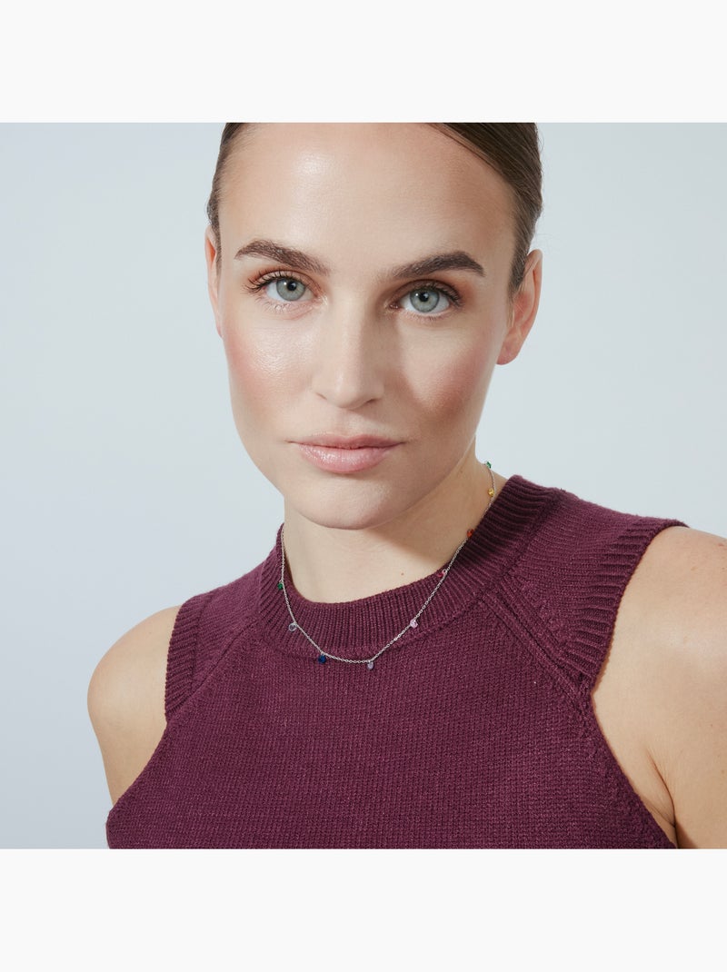 Collier en argent 925 Luxenter avec zircon multicolore plaqué rhodium - Rolcon Multicolore - Kiabi