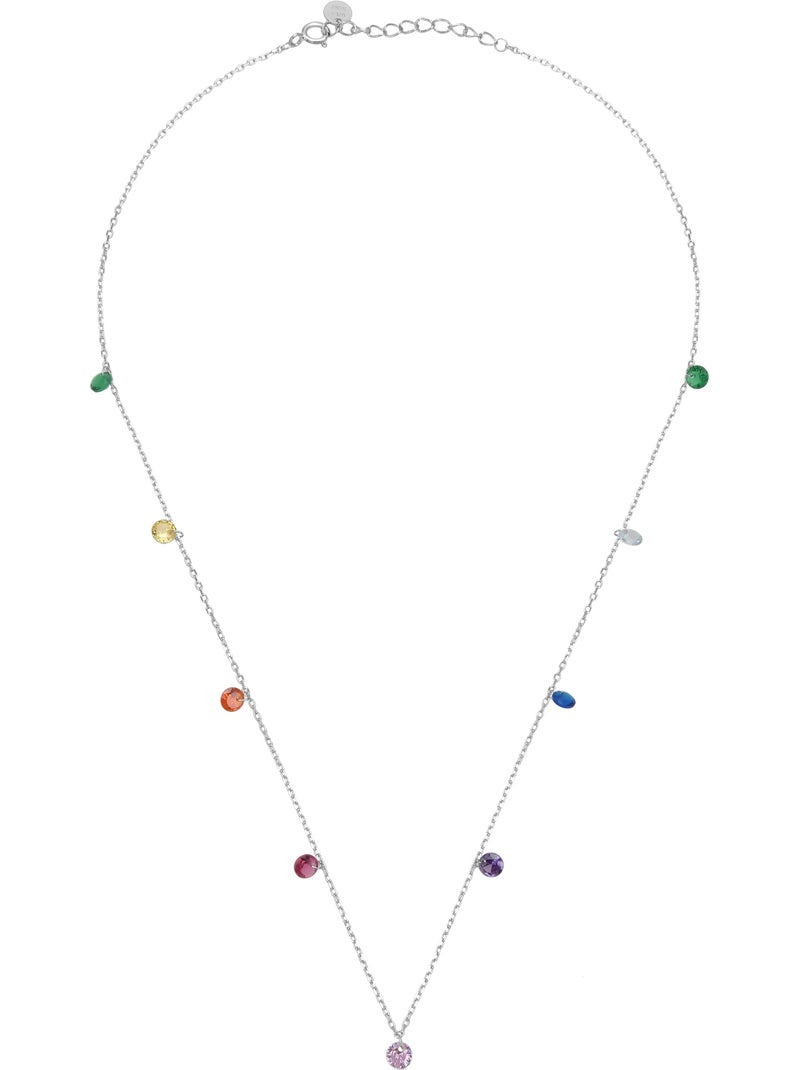 Collier en argent 925 Luxenter avec zircon multicolore plaqué rhodium - Rolcon Multicolore - Kiabi