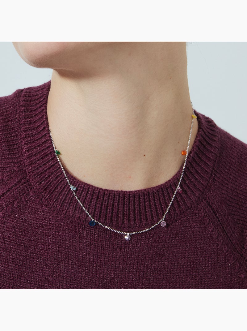 Collier en argent 925 Luxenter avec zircon multicolore plaqué rhodium - Rolcon Multicolore - Kiabi