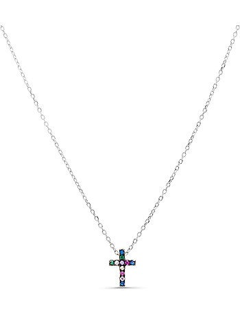 Collier en argent 925 Luxenter avec zircon multicolore plaqué rhodium - Sharra