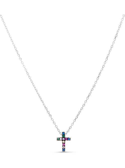 Collier en argent 925 Luxenter avec zircon multicolore plaqué rhodium - Sharra - Kiabi Collier en argent 925 Luxenter avec zircon multicolore plaqué rhodium - Sharra - Kiabi