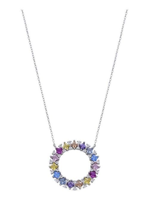 Collier en argent 925 Luxenter avec zircon multicolore plaqué rhodium - Uryl - Kiabi