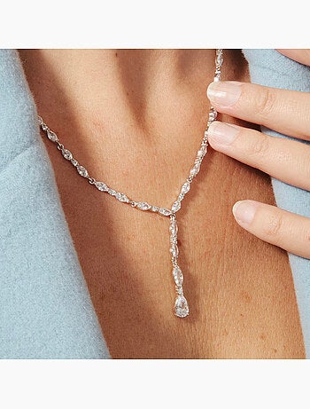 Collier en argent 925 Luxenter avec zirconium brillant plaqué rhodium - Jibki