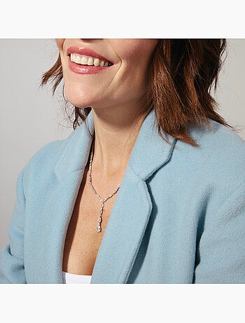 Collier en argent 925 Luxenter avec zirconium brillant plaqué rhodium - Jibki