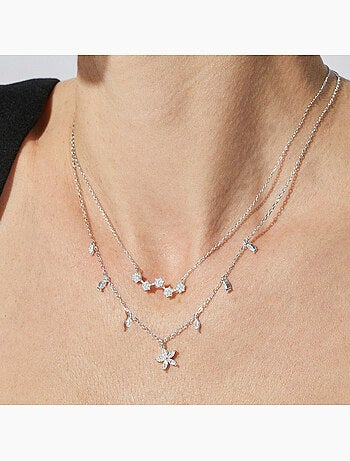 Collier en argent 925 Luxenter avec zirconium brillant plaqué rhodium - Rani