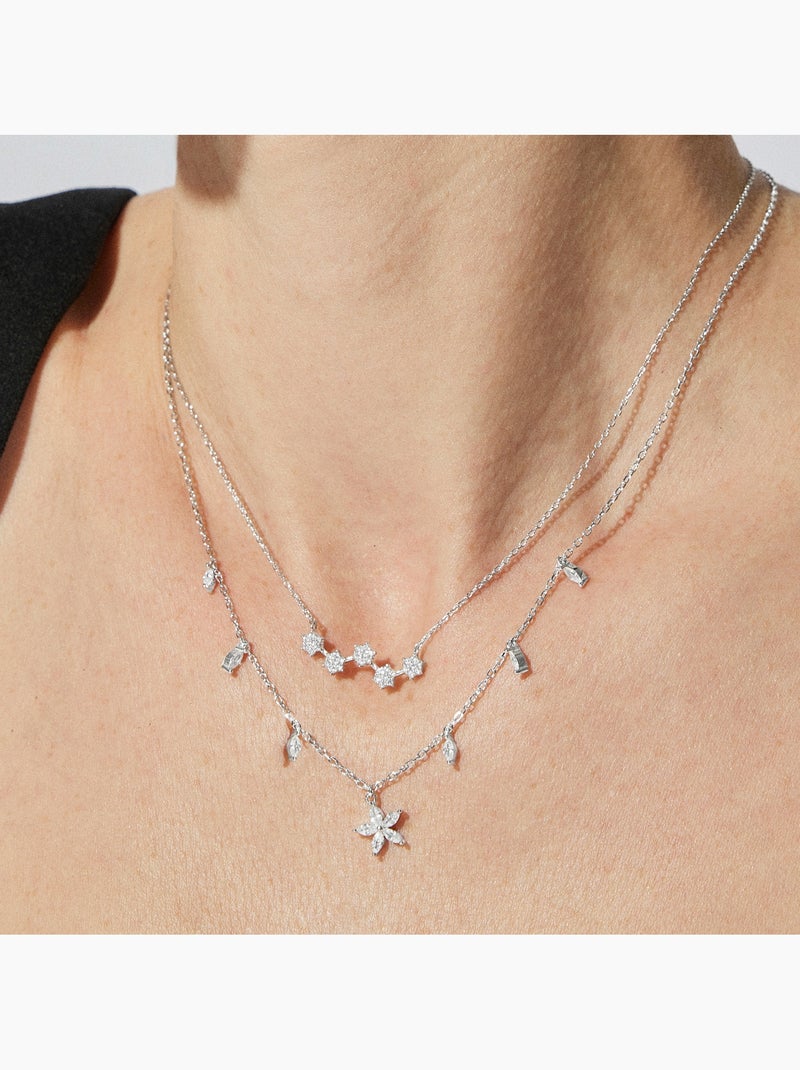 Collier en argent 925 Luxenter avec zirconium brillant plaqué rhodium - Rani Blanc - Kiabi