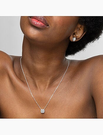 Collier en argent 925 Luxenter avec zircons brillants plaqués rhodium - Amanba