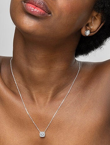 Collier en argent 925 Luxenter avec zircons brillants plaqués rhodium - Amanba