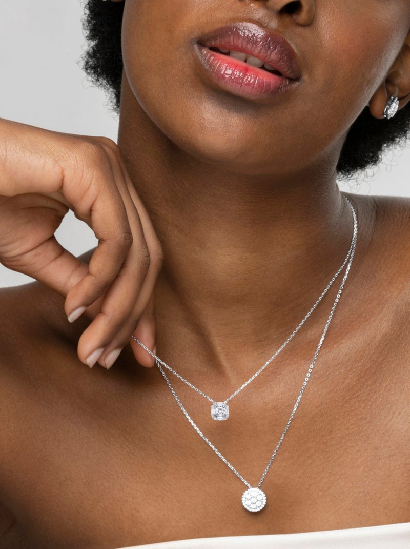 Collier en argent 925 Luxenter avec zircons brillants plaqués rhodium - Dyadu Blanc - Kiabi