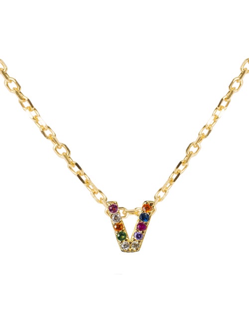 Collier en argent sterling 925 avec zircone multicolore, finition or jaune 18 carats - Alphabet - Kiabi
