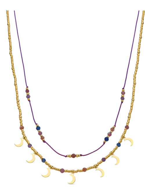 Collier en argent sterling 925 et cristal multicolore avec finition en or 18 carats - Kapac - Kiabi