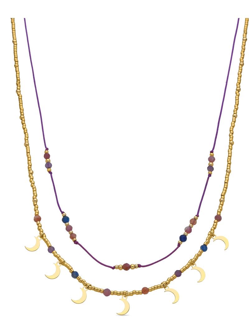 Collier en argent sterling 925 et cristal multicolore avec finition en or 18 carats - Kapac Multicolore - Kiabi