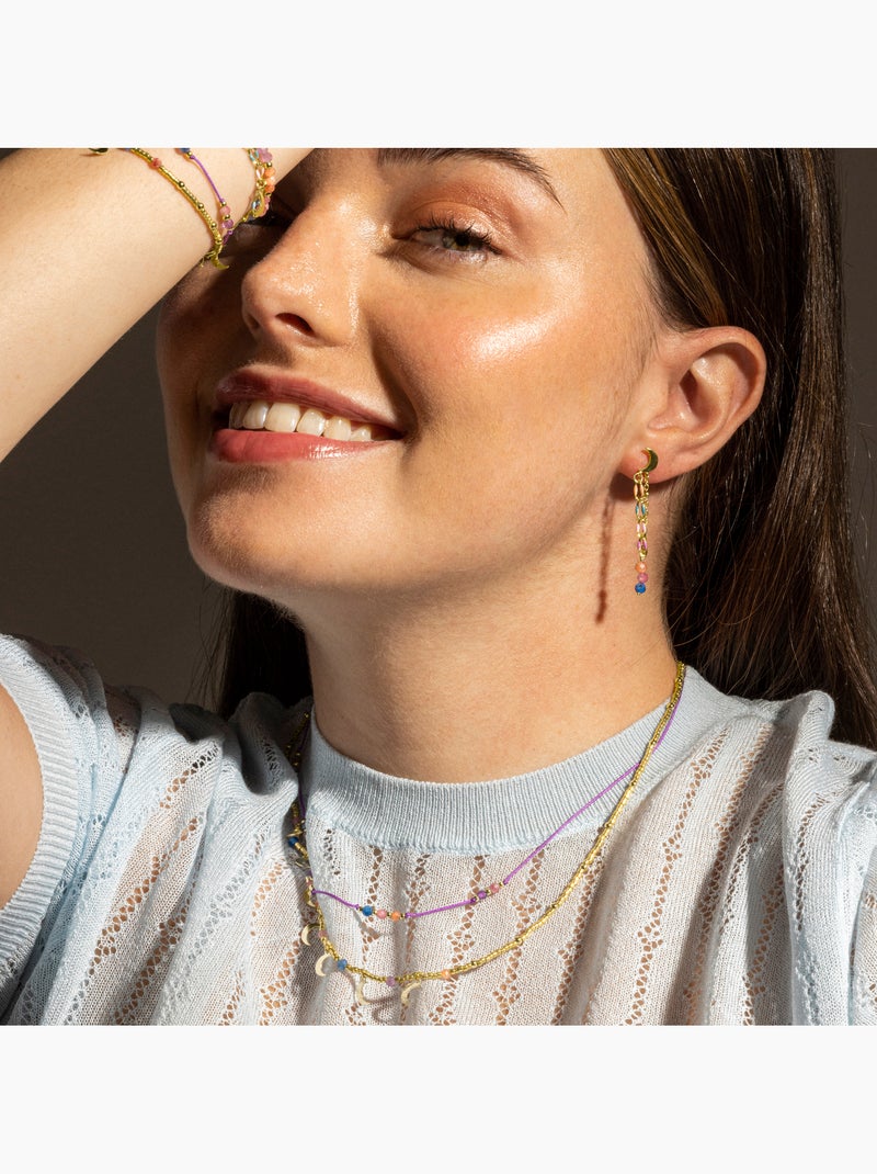 Collier en argent sterling 925 et cristal multicolore avec finition en or 18 carats - Kapac Multicolore - Kiabi