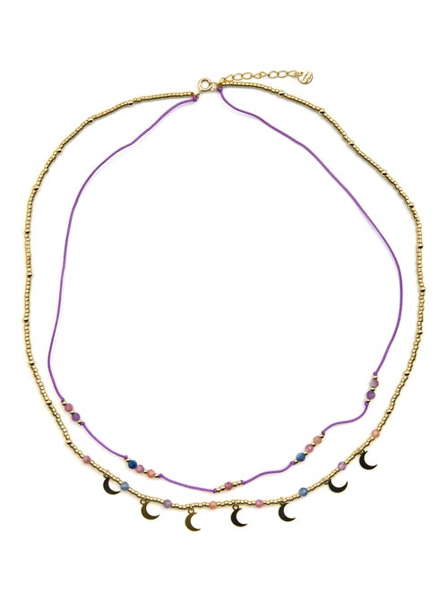 Collier en argent sterling 925 et cristal multicolore avec finition en or 18 carats - Kapac - Kiabi