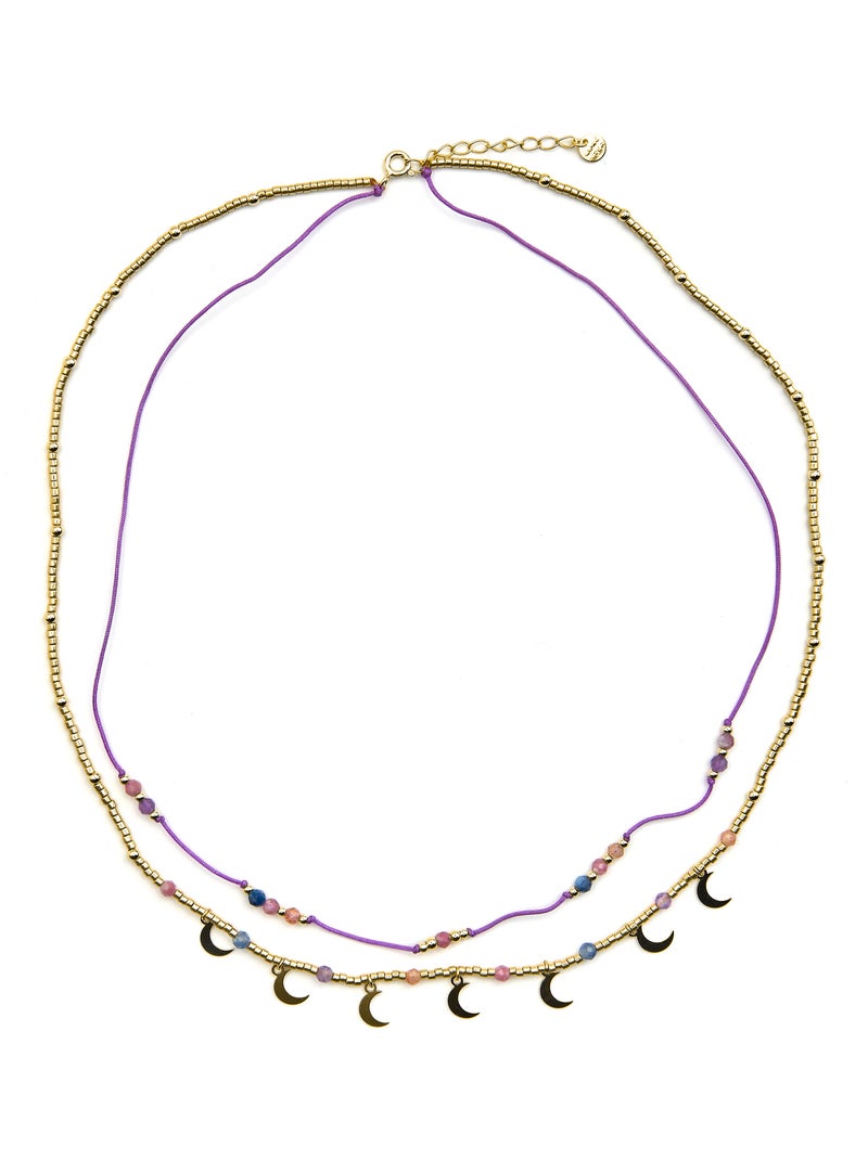 Collier en argent sterling 925 et cristal multicolore avec finition en or 18 carats - Kapac Multicolore - Kiabi